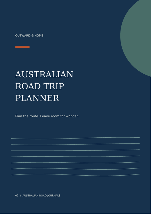 Australian Road Trip Planner cover in navy and eucalyptus green
