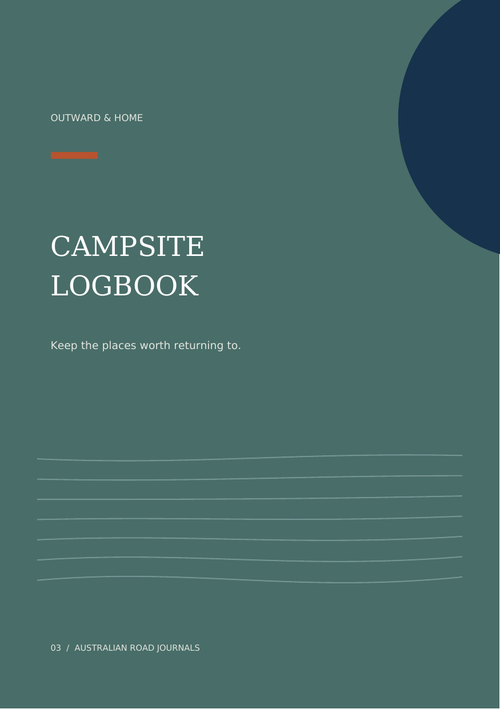 Campsite Logbook cover in eucalyptus green